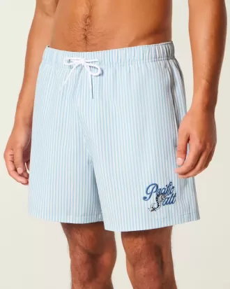 Pantaloncini da bagno in seersucker a metà coscia