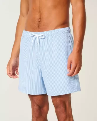 Pantaloncini da bagno in seersucker a metà coscia