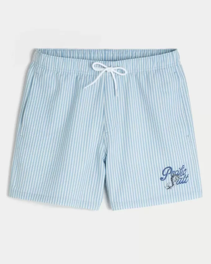 Pantaloncini da bagno in seersucker a metà coscia