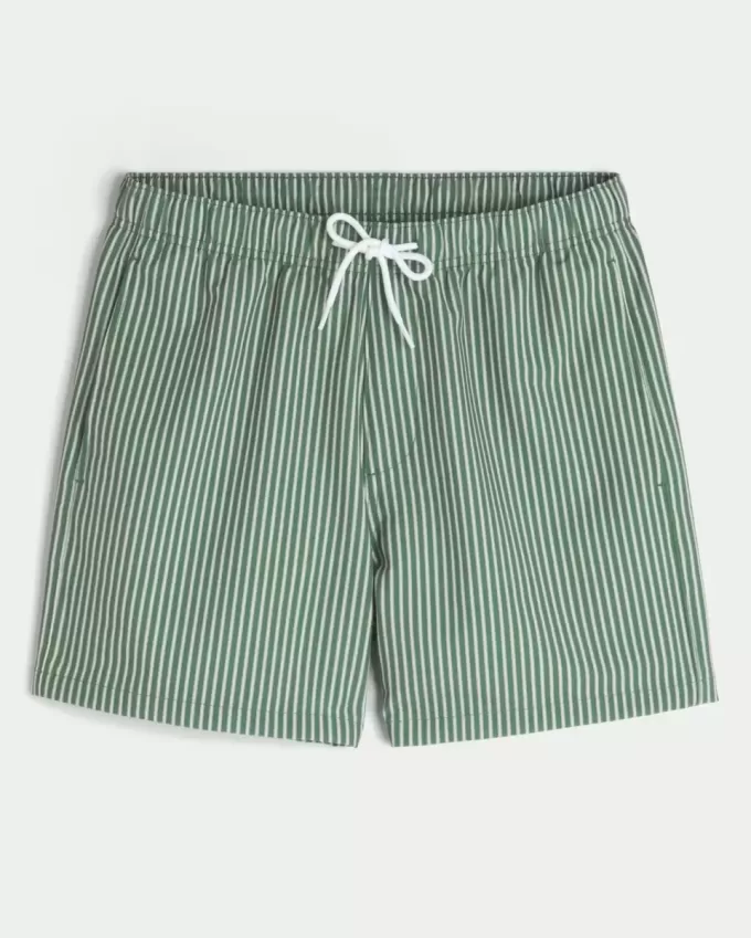 Pantaloncini da bagno in seersucker a metà coscia