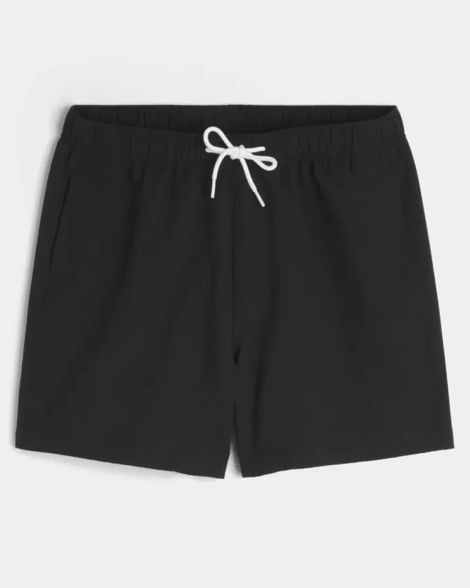 Pantaloncini da bagno in seersucker a metà coscia