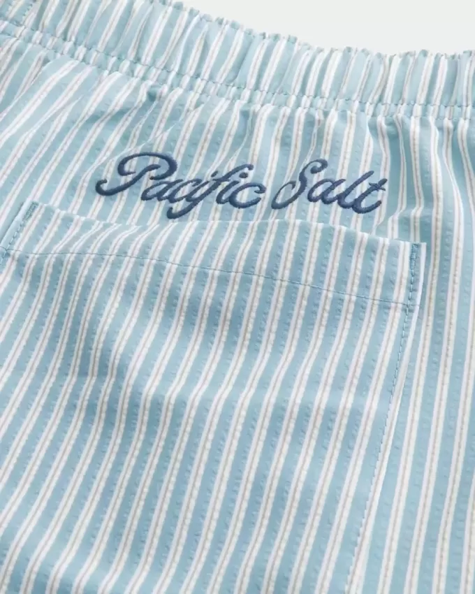 Pantaloncini da bagno in seersucker a metà coscia