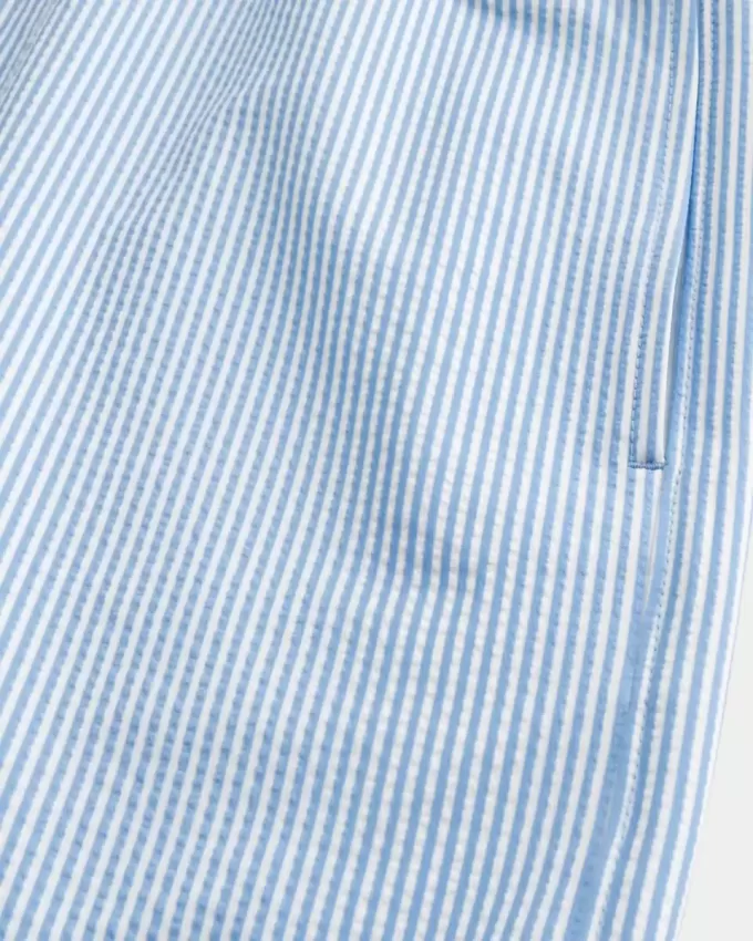 Pantaloncini da bagno in seersucker a metà coscia Pantaloncini da bagno in seersucker a metà coscia