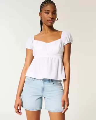 Pantaloncini da carpentiere larghi in denim chiaro a vita bassa da 5″