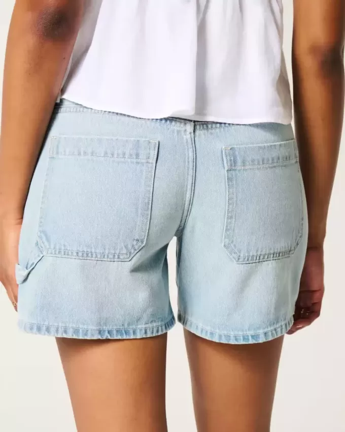 Pantaloncini da carpentiere larghi in denim chiaro a vita bassa da 5″ Pantaloncini da carpentiere larghi in denim chiaro a vita bassa da 5″