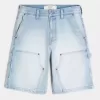 Pantaloncini da pittore in denim larghi e lavaggio chiaro