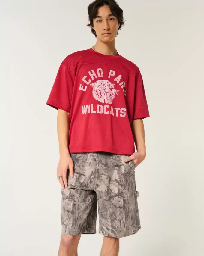 Pantaloncini da pittore in denim mimetico larghi