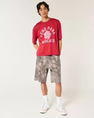 Pantaloncini da pittore in denim mimetico larghi