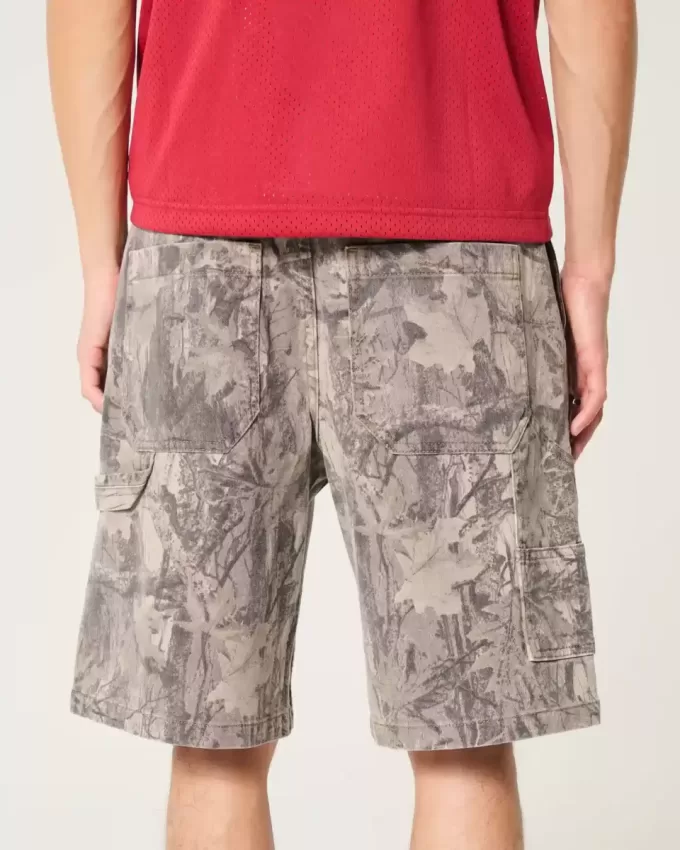 Pantaloncini da pittore in denim mimetico larghi