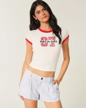 Pantaloncini Hollister Livvy in misto lino a vita bassa