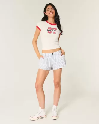 Pantaloncini Hollister Livvy in misto lino a vita bassa