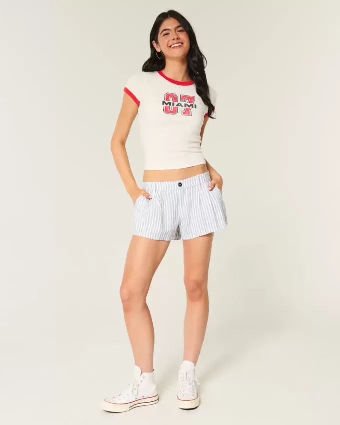 Pantaloncini Hollister Livvy in misto lino a vita bassa Pantaloncini Hollister Livvy in misto lino a vita bassa