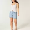 Pantaloncini in denim larghi a vita bassa con lavaggio medio, 5″ Pantaloncini in denim larghi a vita bassa con lavaggio medio, 5″