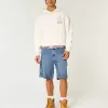 Pantaloncini in denim larghi da pittore con lavaggio medio