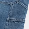 Pantaloncini in denim larghi da pittore con lavaggio medio