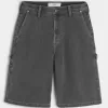 Pantaloncini in denim super larghi con grafica a fiamma