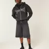 Pantaloncini in denim super larghi con grafica a stella