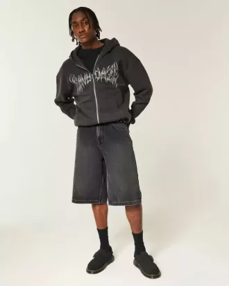 Pantaloncini in denim super larghi con grafica a stella