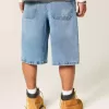 Pantaloncini in denim super larghi con grafica a teschio