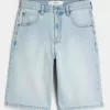 Pantaloncini in denim super larghi con grafica Dice e lavaggio chiaro