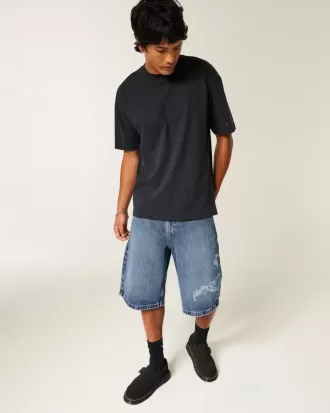 Pantaloncini in denim super larghi con grafica Scorpion
