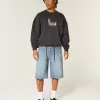 Pantaloncini in denim super larghi con lavaggio medio