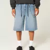Pantaloncini in denim super larghi con lavaggio medio