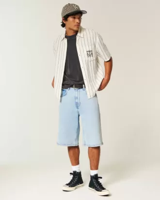 Pantaloncini in denim super larghi lavaggio chiaro
