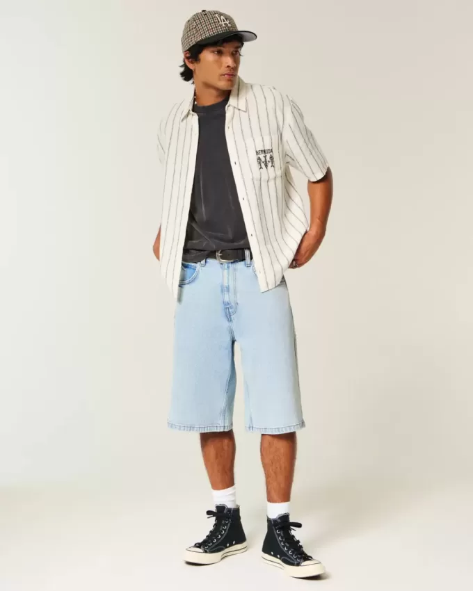 Pantaloncini in denim super larghi lavaggio chiaro