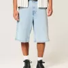 Pantaloncini in denim super larghi lavaggio chiaro