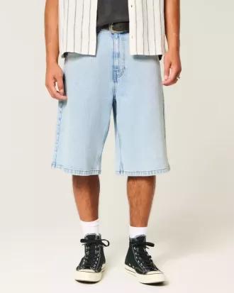 Pantaloncini in denim super larghi lavaggio chiaro