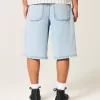 Pantaloncini in denim super larghi lavaggio chiaro