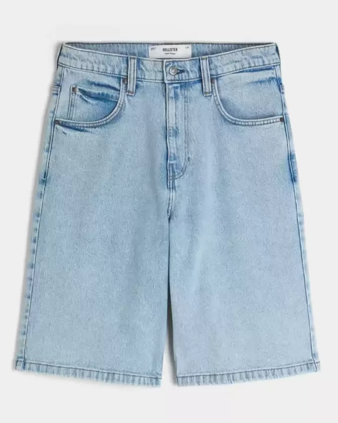 Pantaloncini in denim super larghi lavaggio chiaro