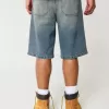 Pantaloncini in denim super larghi Taz Graphic Medium Wash