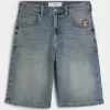 Pantaloncini in denim super larghi Taz Graphic Medium Wash