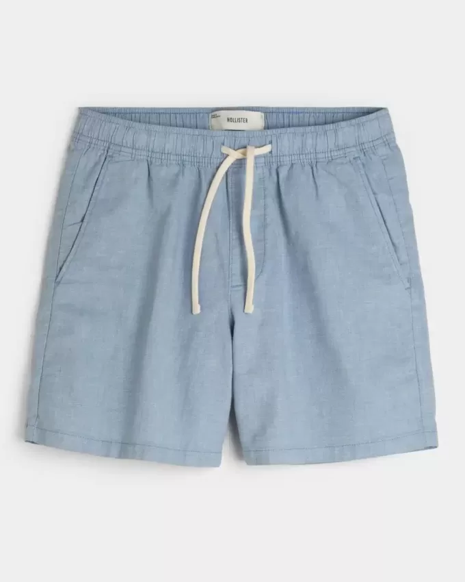 Pantaloncini in misto lino a metà coscia