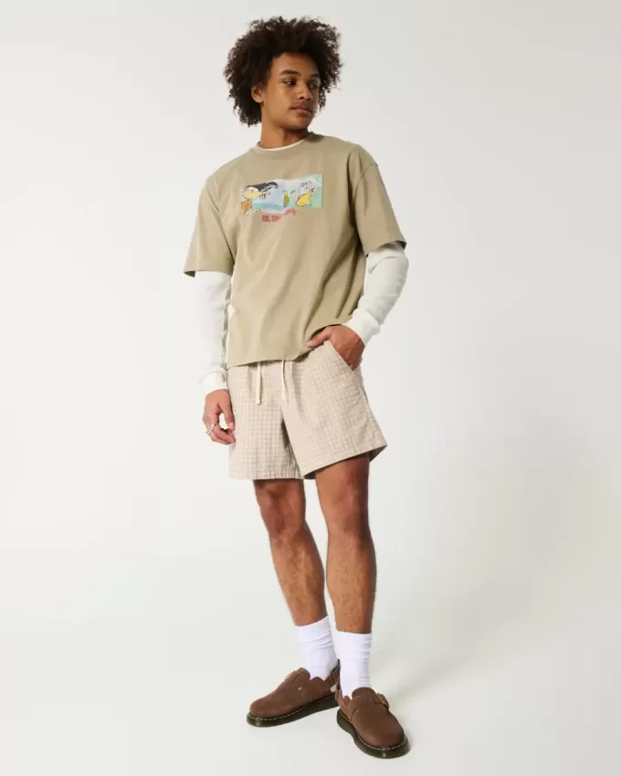 Pantaloncini in misto lino a metà coscia