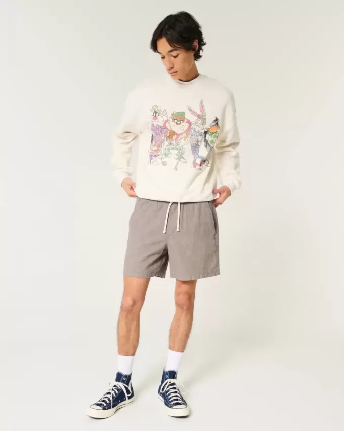 Pantaloncini in misto lino a metà coscia