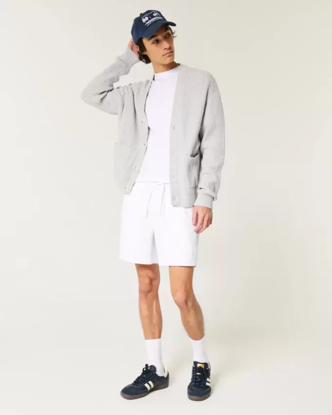 Pantaloncini in misto lino a metà coscia