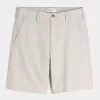 Pantaloncini in misto lino con parte anteriore piatta fino al ginocchio