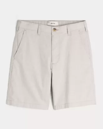 Pantaloncini in misto lino con parte anteriore piatta fino al ginocchio