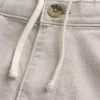 Pantaloncini in misto lino con parte anteriore piatta fino al ginocchio