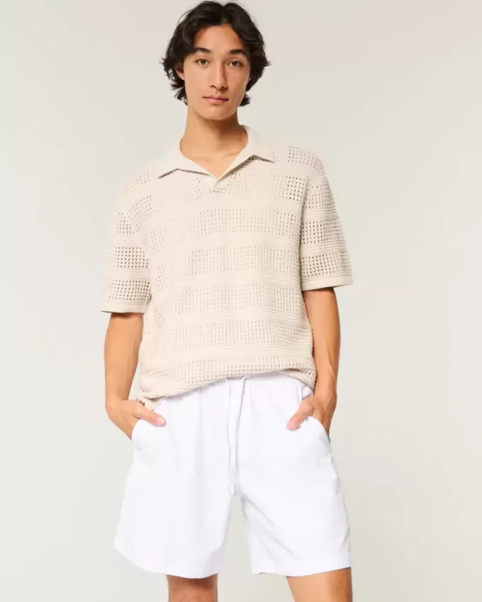 Pantaloncini in misto lino sopra il ginocchio