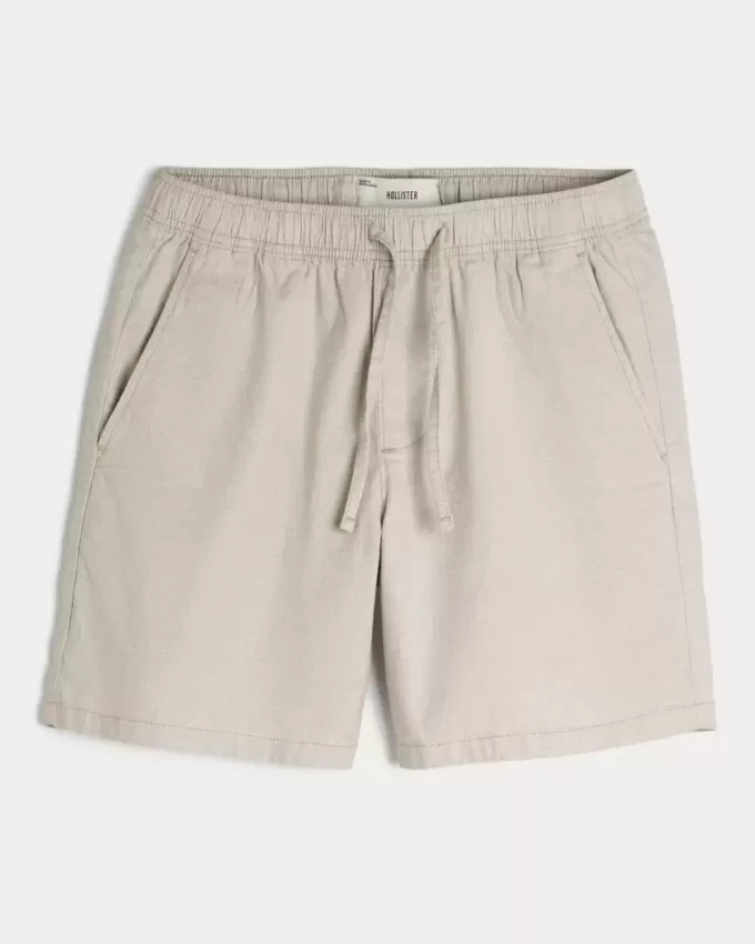 Pantaloncini in misto lino sopra il ginocchio