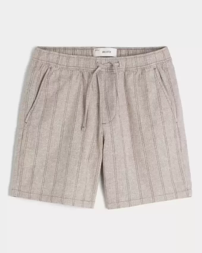 Pantaloncini in misto lino sopra il ginocchio