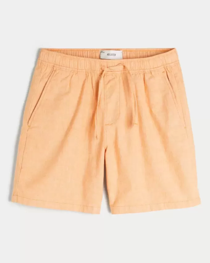 Pantaloncini in misto lino sopra il ginocchio
