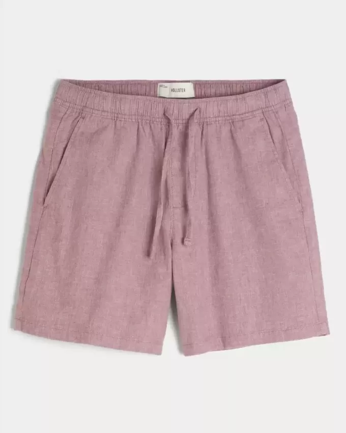 Pantaloncini in misto lino sopra il ginocchio