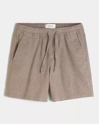 Pantaloncini in misto lino sopra il ginocchio