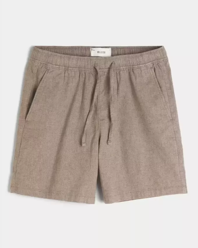 Pantaloncini in misto lino sopra il ginocchio