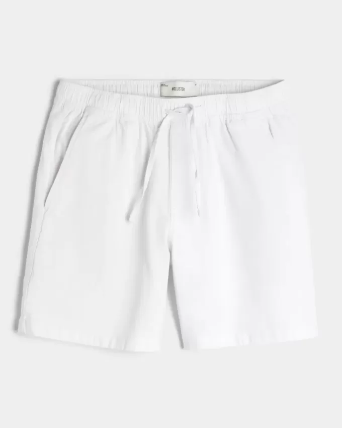 Pantaloncini in misto lino sopra il ginocchio